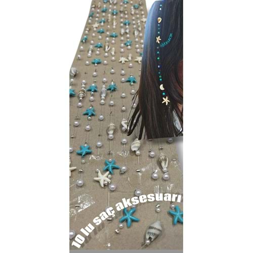 Saç aksesuarı Deniz yıldızı figürlü tinsel 10 lu set
