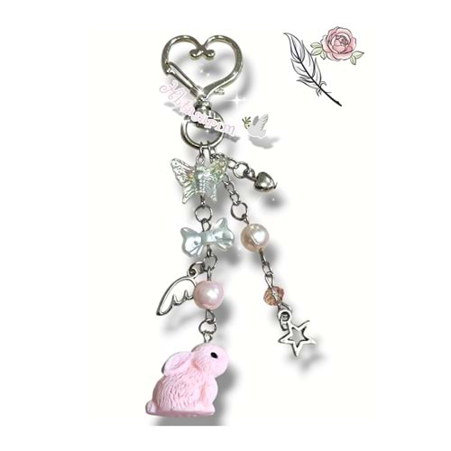 Your pink Rabbit y2k coquette Pinterest hediyelik anahtarlık