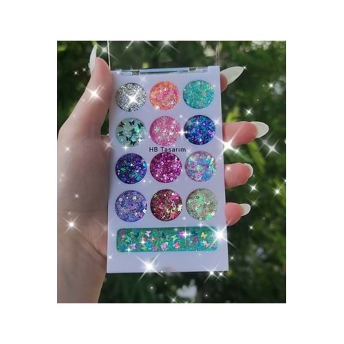 Yenitrend çok şekilli glitterleri jel far paleti kremsi kolay sürüm