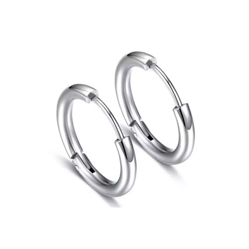 Unisex 316l Cerrahi Çelik Gümüş Renk 10mm Halka Küpe