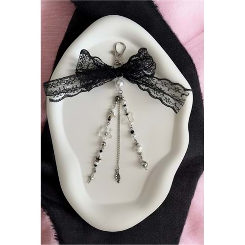 Siyah Y2k Fiyonk Coquette Pinterest Çanta Charm & Anahtarlık & Çanta Aksesuarı