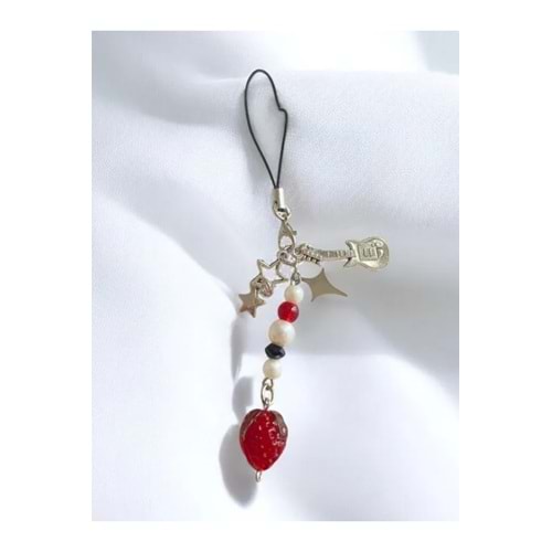 Çilek ,Gitar,Yıldız,Çilek İpli Anahtarlık,Telefon Aksesuarı , Çanta Süsü, Charm