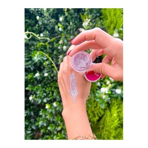 Pembe Simli Saçaklı Jel Glitter Göz Farı 10 gr - Glitter Göz Farı - Glitter Vücut Simi -