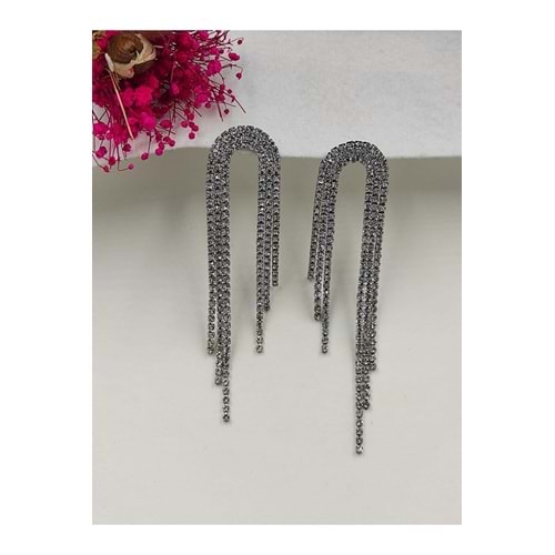 Taşlı Püsküllü Küpe