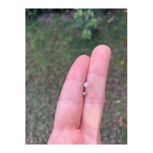 Çelik Silver Taşlı Top Tragus/piercing