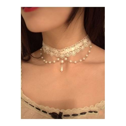 Glitter Tasma Kolye Boyun Vintage Choker Kolye