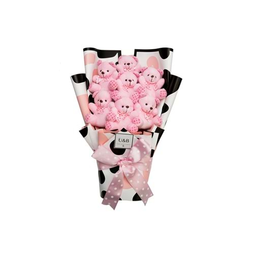 Teddy Bear Flowers Dalmaçya Pembe Ayıcık Çiçek Buketi