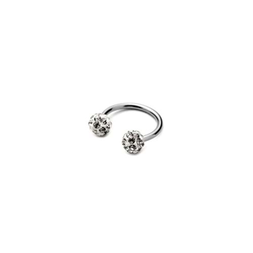 316l Cerrahi Çelik 10 Mm Şambala Hamur Beyaz Taş Diş,dudak,kıkırdak,tragus,kaş,kulak Smile Piercing