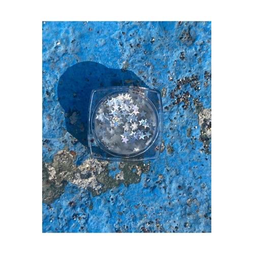 Mini Doğal Jel Glitter - Silver Stars 5ml