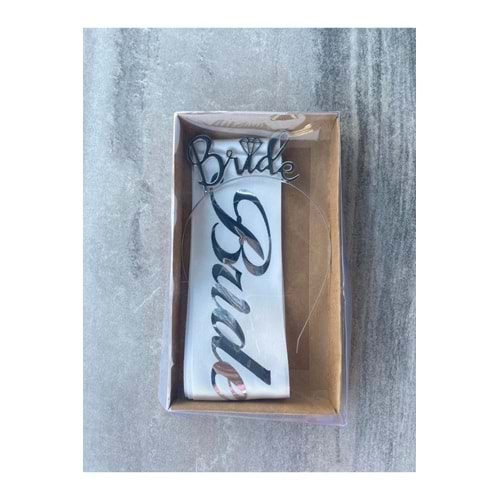 Bride To Be Taç Kuşak Seti Beyaz Kaliteli Baskı