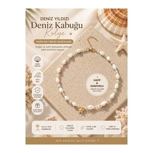Deniz Kabuğu Deniz Yıldızı Kolye Gold Renk Choker | Bohem Yazlık Kadın Kolyesi | Plaj ve Tatil Aksesuarı