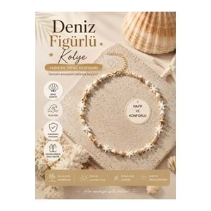 Deniz Yıldızı Deniz Kabuğu Kolye Gold Renk Choker | Bohem Yazlık Kadın Kolyesi | Plaj ve Tatil Aksesuarı