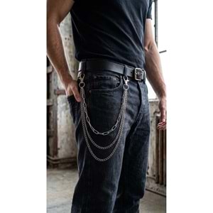 Modern Grunge 3 Katmanlı Pantolon Zinciri Sokak Modası Streetwear