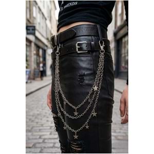 Silver Basic Yıldız Detaylı Üçlü Pantolon Zinciri