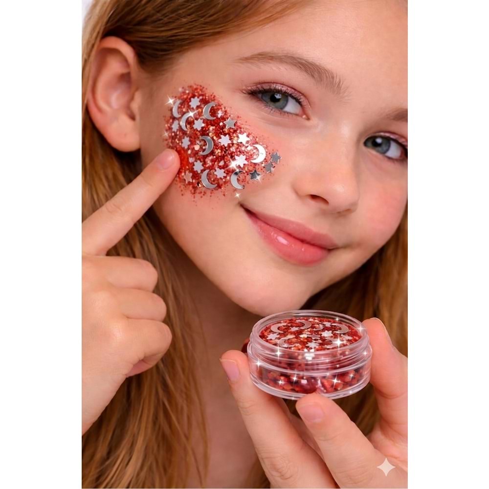 Ay yıldızlı ????23 Nisan özel seri kırmızı jel glitter