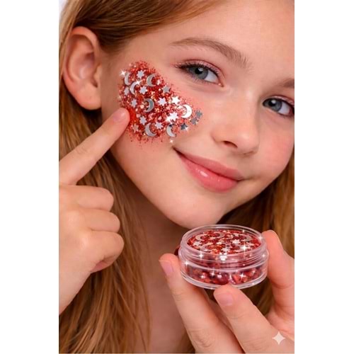 Ay yıldızlı ????23 Nisan özel seri kırmızı jel glitter