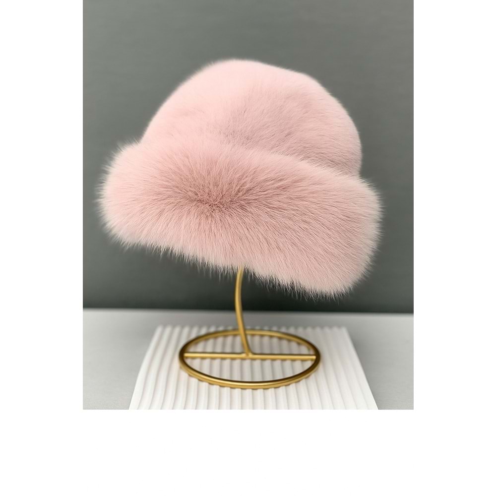 Pembe Kadın Peluş Şapka – Yumuşak Görünümlü Bere