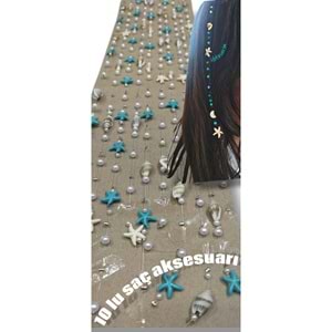 Saç aksesuarı Deniz yıldızı figürlü tinsel 10 lu set