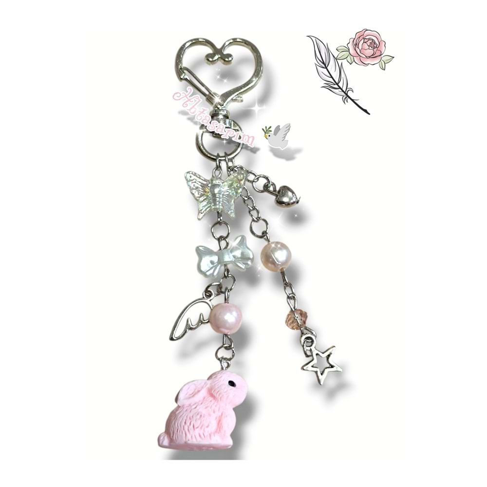 Your pink Rabbit y2k coquette Pinterest hediyelik anahtarlık