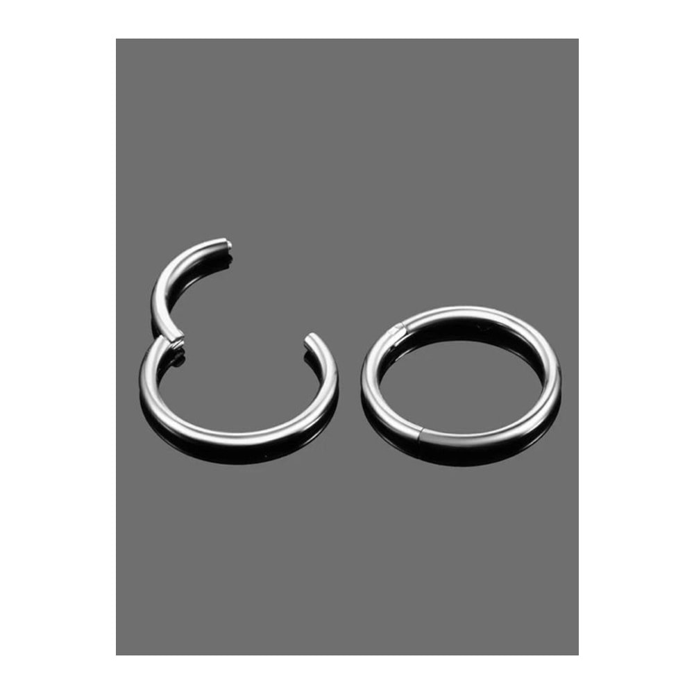 316l Cerrahi Çelik 1 Adet Klipsli Tam Halka Piercing Kararmaz (1 MM İNCE BARLI) Silver