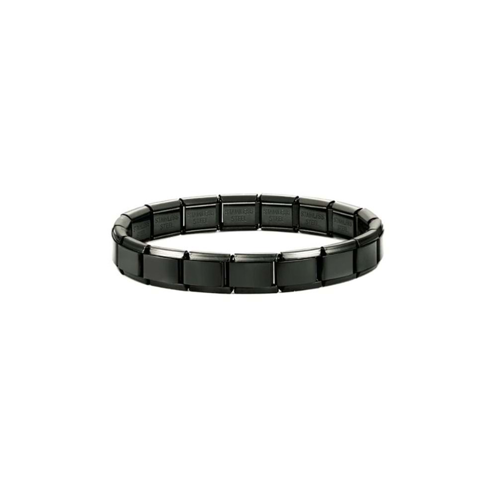 Unisex Siyah Italyan Charm Bileklik Paslanmaz Çelik Bileklik