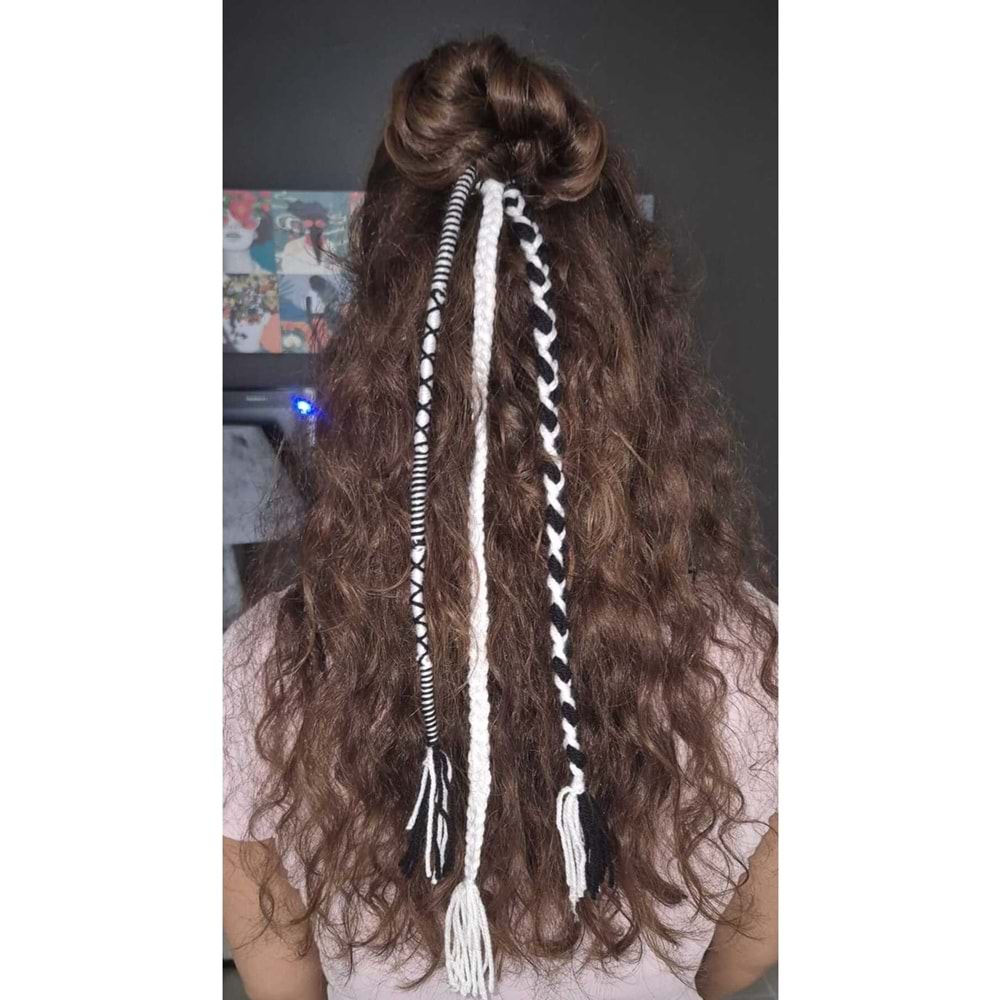 Rasta Taraftar Örgülü Saç İpi 3'lü Lastik Tokalı