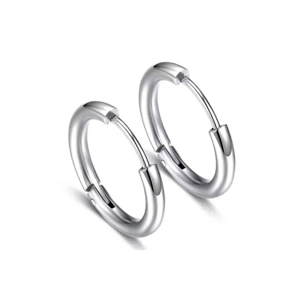 Unisex 316l Cerrahi Çelik Gümüş Renk 10mm Halka Küpe