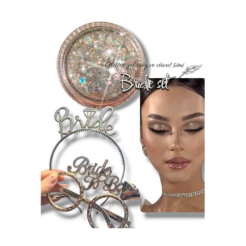Bride ??gelin taç -glitter jel far yüz ve vücut simi&gelin aksesuarlar seti