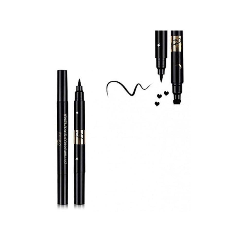 Bir Tarafı Kalem Bir Tarafı Kalp Baskılı Eyeliner