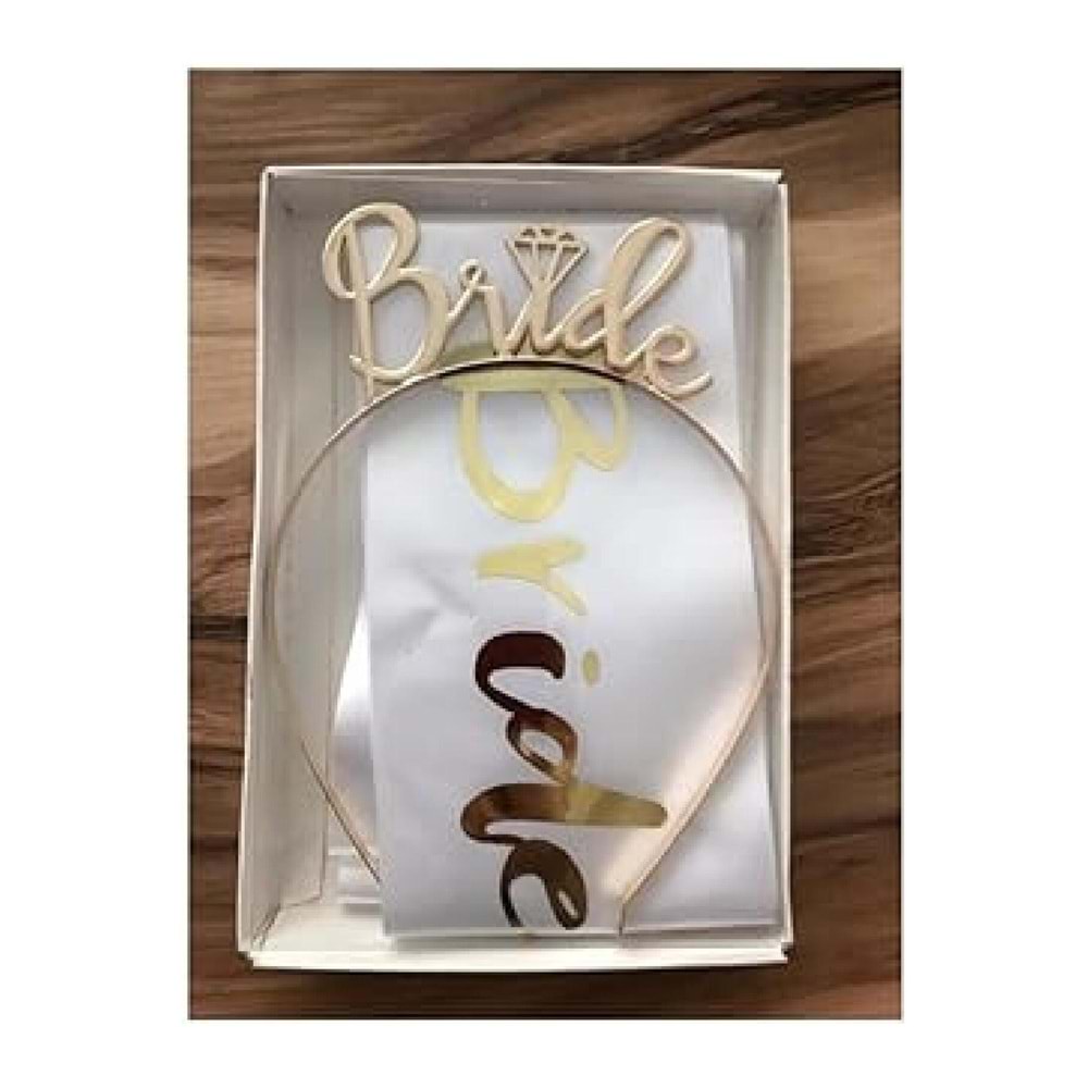 BRİDE GOLD METAL TAÇ VE KUŞAK SET