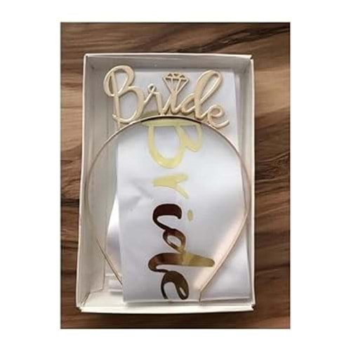 BRİDE GOLD METAL TAÇ VE KUŞAK SET