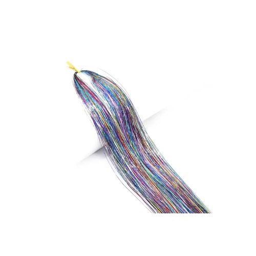 Hair Tinsel - Saç Simi - Simli Karışık Renkli - (KATLANMIŞ) 60 Cm - Tek Tutam