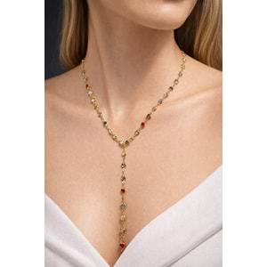 RENKLİ KALPLİ Y MODEL YENİ SEZON KOLYE