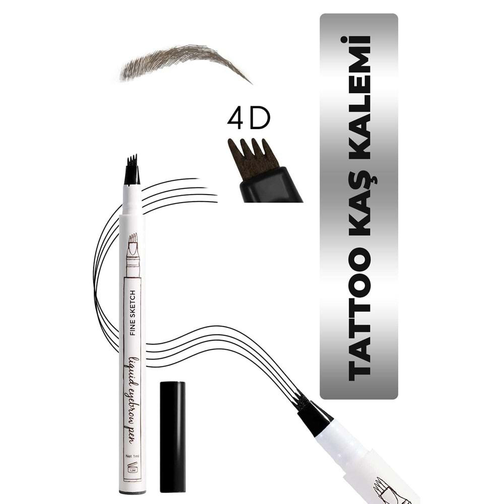 4d Tattoo Microblading Kalıcı Kaş Kalemi - Renk : 01 Kahve