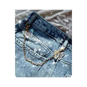 Jeans kadın kelebek detaylı Fransız zincir