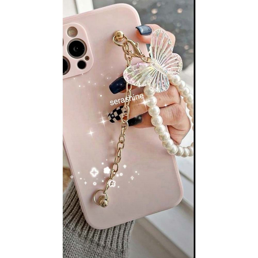 İnci detaylı telefon charmı