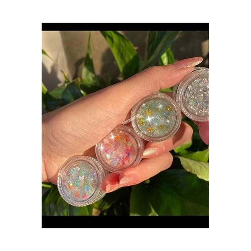 Glitter jel far yüz saç ve vücut simi set