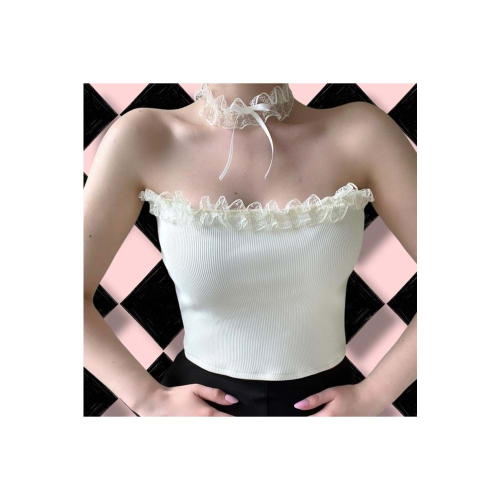 Crop y2k coquette yenitrend bluz & choker kolye hediyeli!!