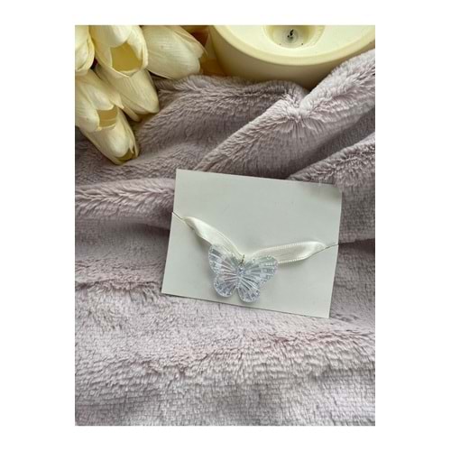 beyaz kelebek choker kolye