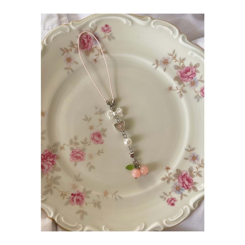 Soft Pembe Cam Kiraz Boncuklu Fairycore Coquette Telefon Çanta Aksesuarı Telefon Charmı