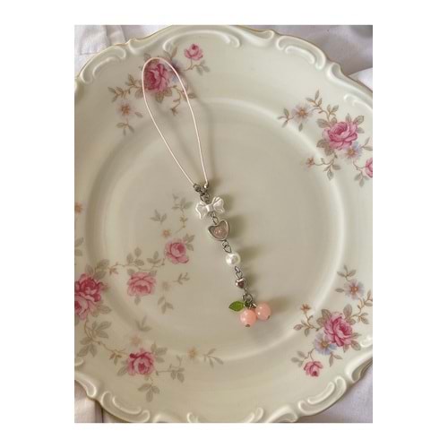 Soft Pembe Cam Kiraz Boncuklu Fairycore Coquette Telefon Çanta Aksesuarı Telefon Charmı