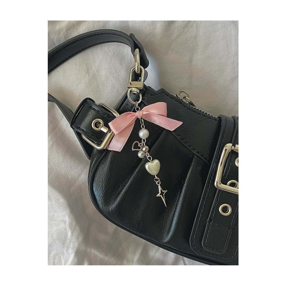 Pembe Fiyonklu Kutup Yıldızı Fairycore Coquette Çanta Charmı Çanta Süsü Anahtarlık