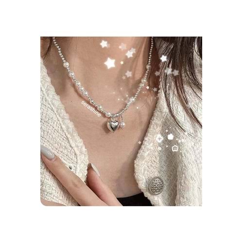 İncili vintage kolye