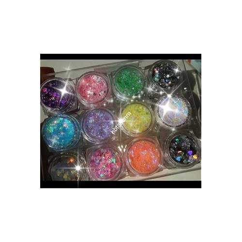 Glitter Yüz Saç Ve Vücut Simi 12li Set