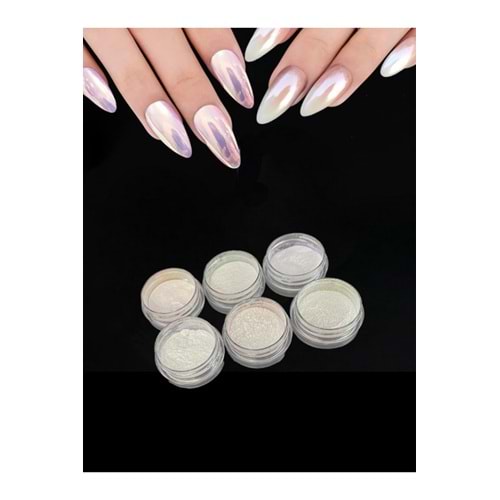 İnci Tozu 6 Lı Paket Nail Art Kalıcı Oje Tırnak Süsleme