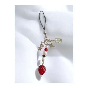 Çilek ,Gitar,Yıldız,Çilek İpli Anahtarlık,Telefon Aksesuarı , Çanta Süsü, Charm