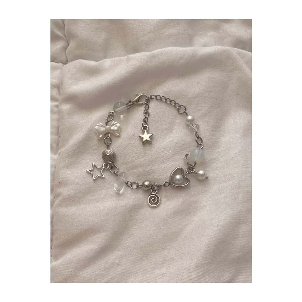 Spiral Charmlı Opal Boncuklu y2k Fairycore Coquette Tasarım Bileklik