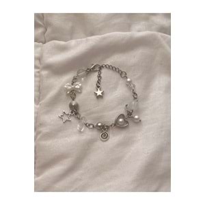 Spiral Charmlı Opal Boncuklu y2k Fairycore Coquette Tasarım Bileklik