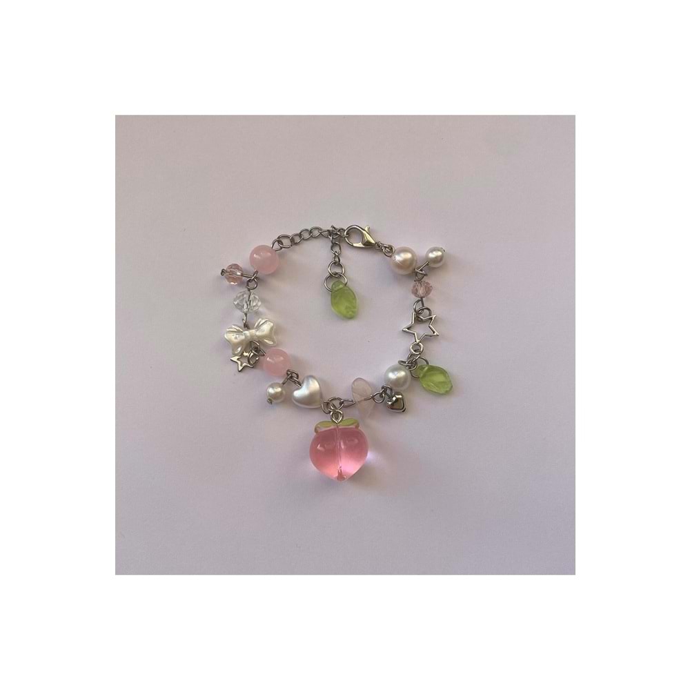 Soft Peach Fairycore Coquette Tasarım Bileklik