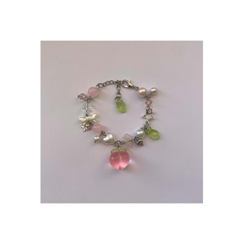 Soft Peach Fairycore Coquette Tasarım Bileklik